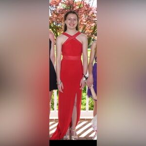 Elegant Red Halter Dress